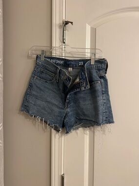 J. Crew Distressed High-Rise Denim Shorts - Blue